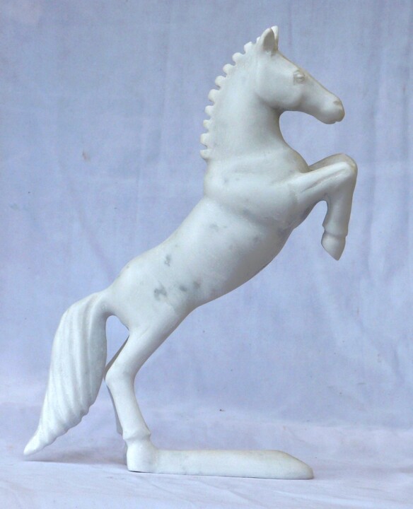 Carrara Marble Animal - Horse 6 雕塑, 11.8x7.9 in