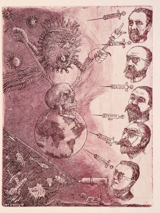 La science est venue, a vu, et vaincra Printmaking, 9.5x7.1 in