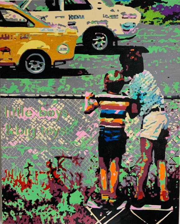 Little boys & big toys 绘画, 39.4x31.5 in