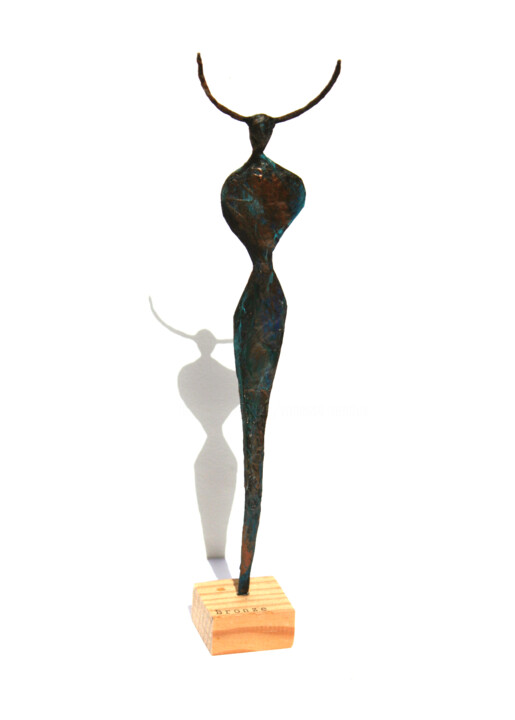 Sculpture homme taureau, cornes métal 雕塑, 11.8x2.8 in