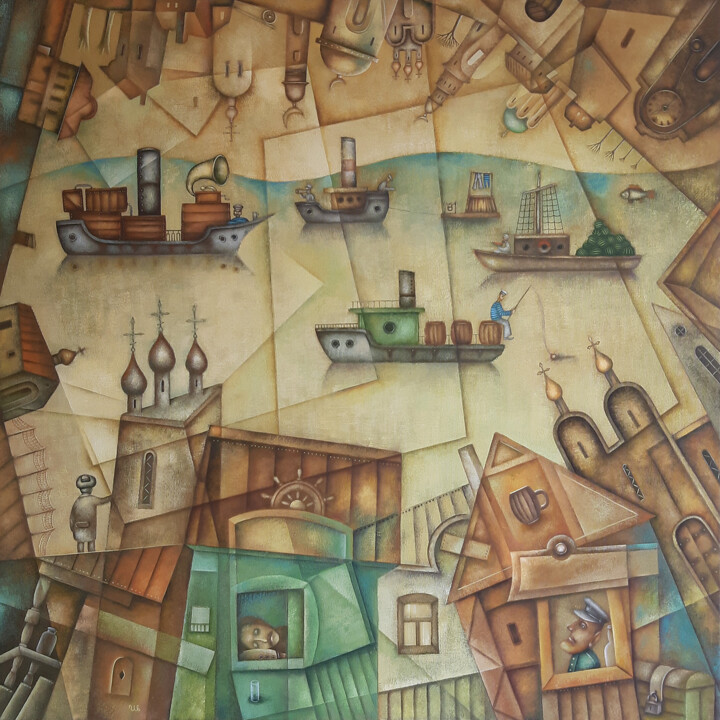 The River 绘画, 39.4x39.4 in
