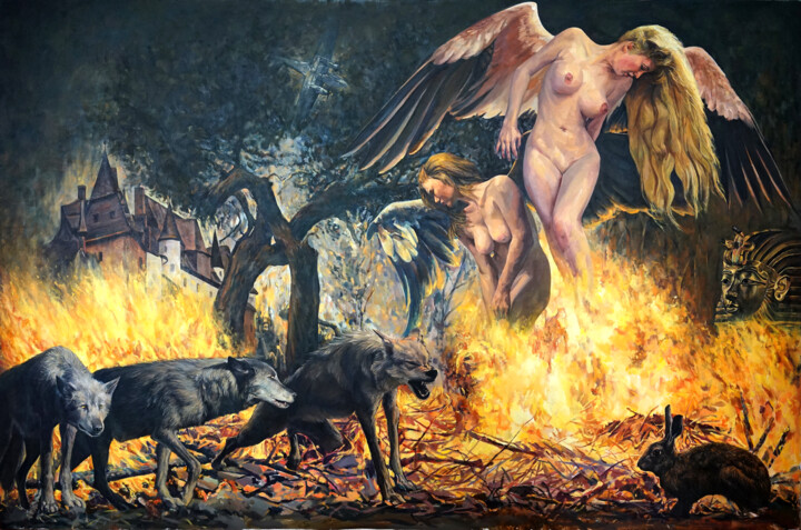 天使 绘画, 59.1x88.6 in