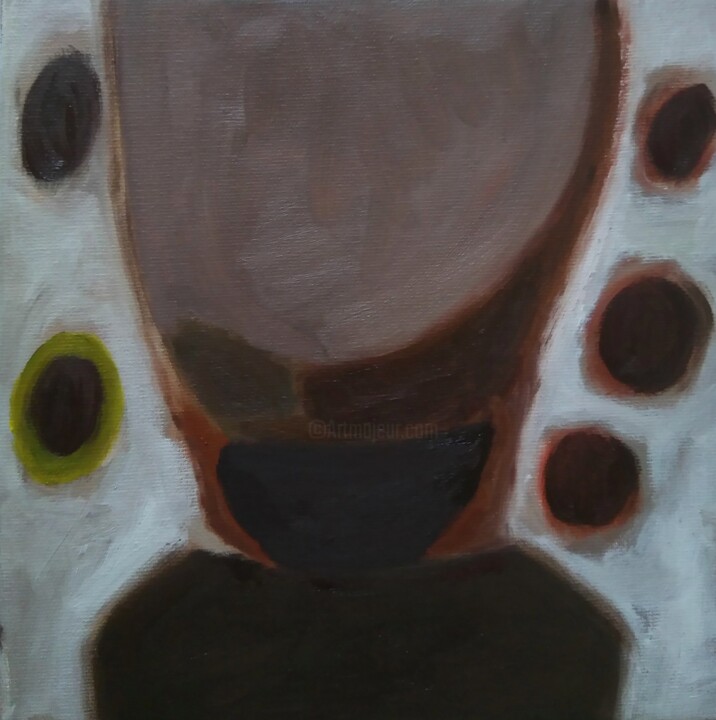 Painting titled "Miniature 5" by Ivana Martic, Original Artwork, Oil Mounted on Wood Stretcher frame