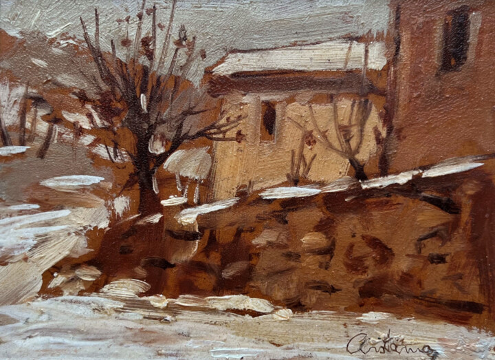 Painting titled "Auvers sur Oise en…" by Christiana Visentin Gajoni, Original Artwork, Oil