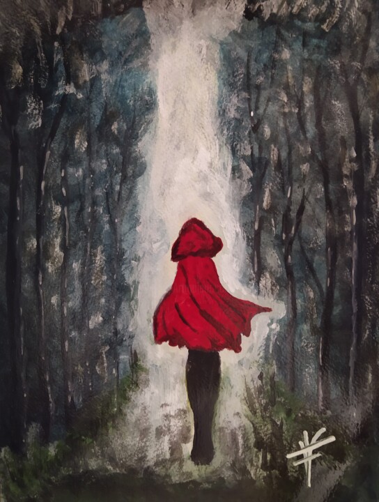 Caperucita en acción 绘画, 12.6x9.5 in