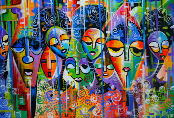 Painting titled "Unity" by Olaoluwa Smith, Original Artwork, Acrylic