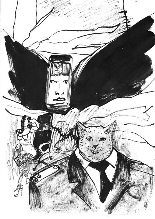 Drawing titled "Social network 0991…" by Masha Neverova, Original Artwork, Ink