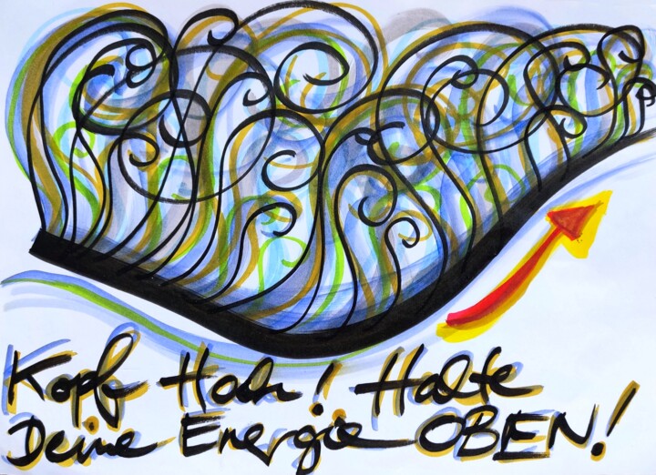 Dessin intitulée "Head up / Keep your…" par Corinne Courlet, Œuvre d'art originale, Marqueur