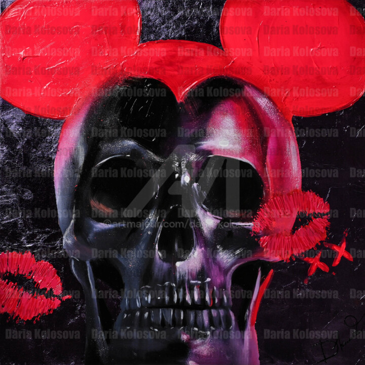 Mickey Mouse Scull_02 绘画, 27.6x27.6 in