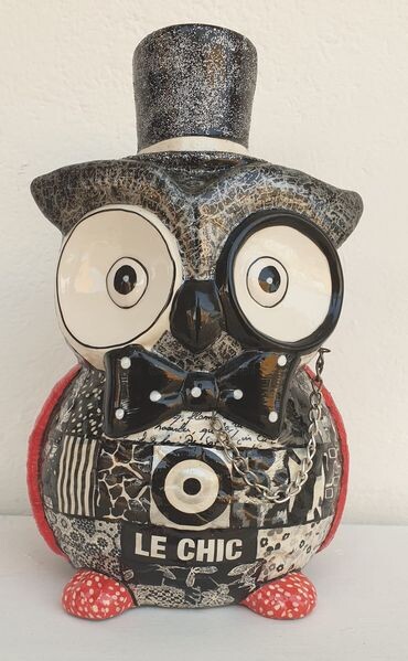 Arsène le hibou 雕塑, 11.8x5.5 in