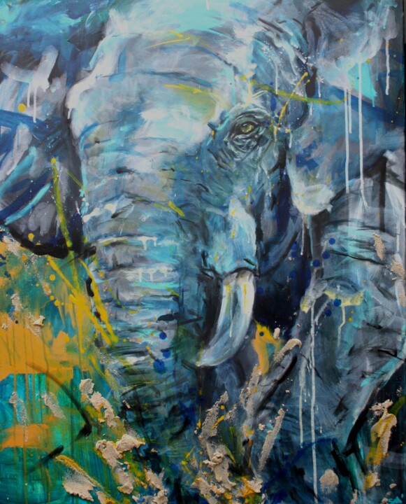 Eléphant 绘画, 36.2x28.7 in