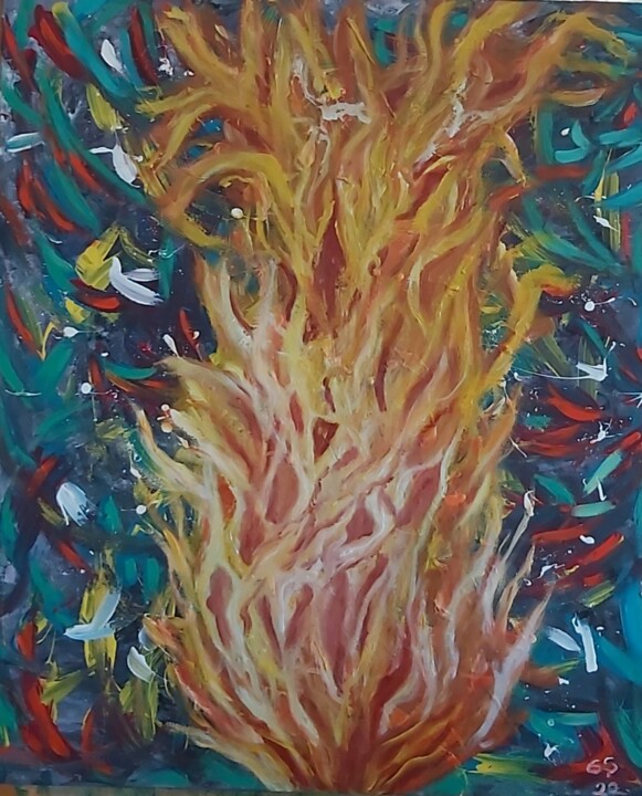 绘画 标题为“od, ateş, fire” 由Gülay Şimşek, 原创艺术品, 颜料