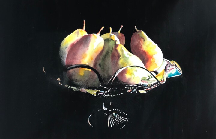 Pears in a Bowl 绘画, 15x21.3 in