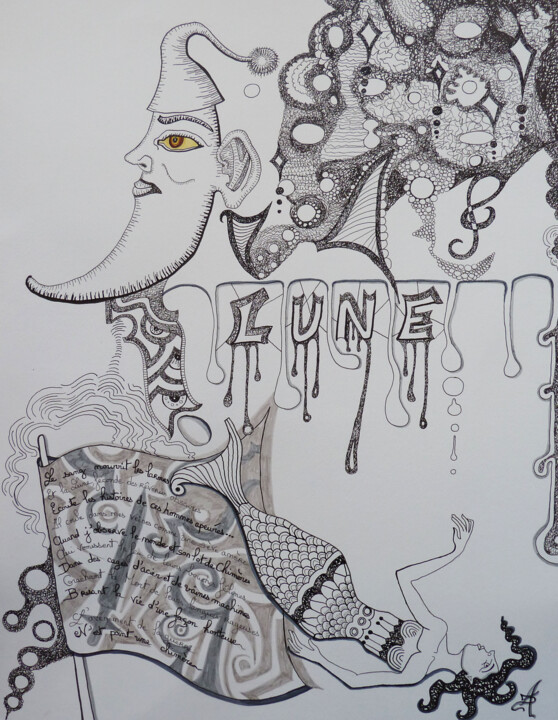 Les Larmes lunaires 图画, 25.6x19.7 in