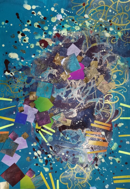 Dark Turquoise Collages, 11.4x8.3 in