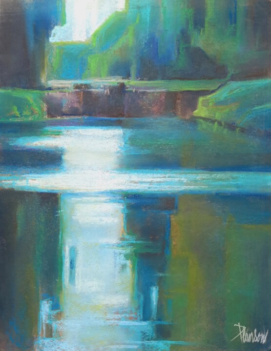 Peinture intitulée "Douceur d'écluse" par Nicolas Planson, Œuvre d'art originale, Pastel Monté sur Autre panneau rigide