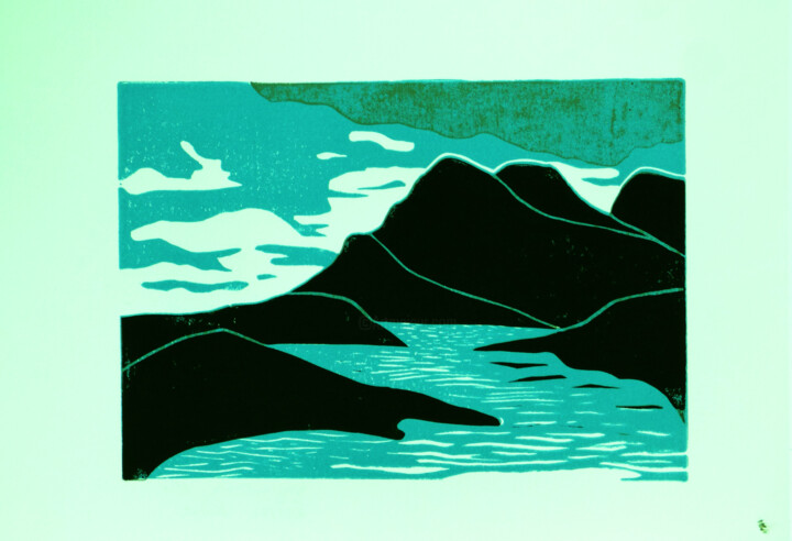 Printmaking titled "Gegenwärtig 1/4" by Malwine Karl, Original Artwork, Linocuts