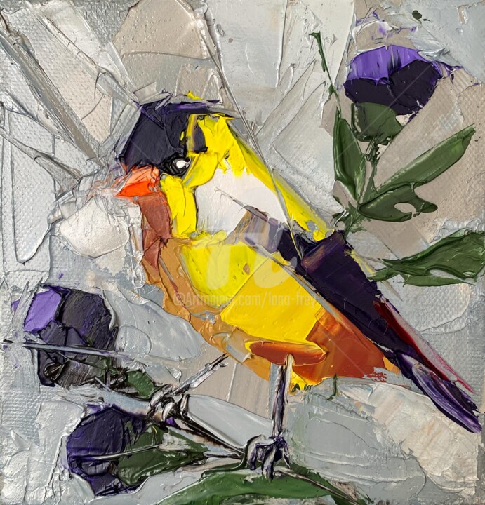 American goldfinch 绘画, 5.9x5.9 in