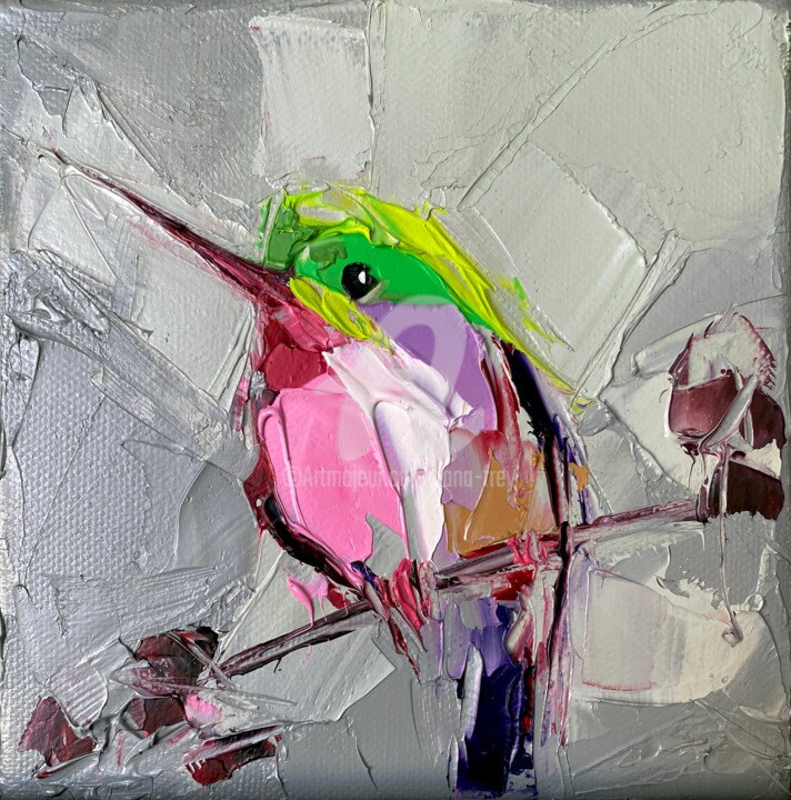 Pink robin 绘画, 5.9x5.9 in