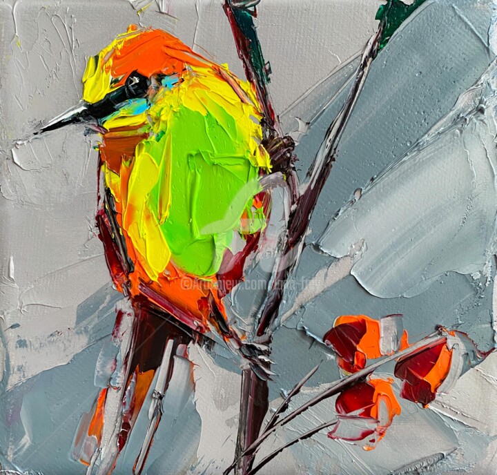 Asian green bee-eater 绘画, 5.9x5.9 in