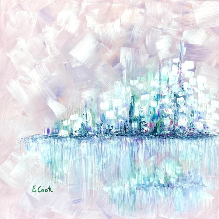 Peinture intitulée "Pastel Skyline" par Elisa Cook Benbassat Bassat, Œuvre d'art originale, Acrylique