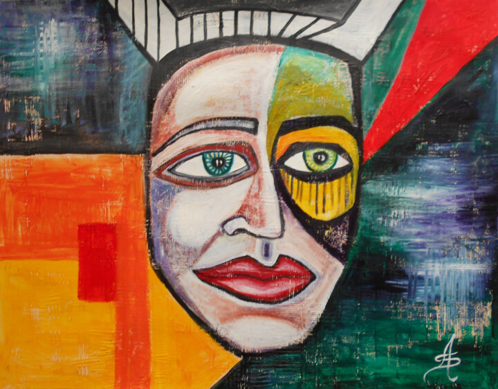 Peinture intitulée "Visage de la Destin…" par Aurélie Sarrazin, Œuvre d'art originale, Acrylique