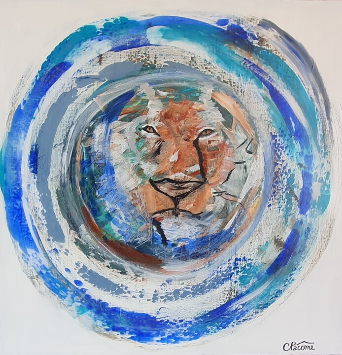 Le lion 绘画, 31.5x31.5 in