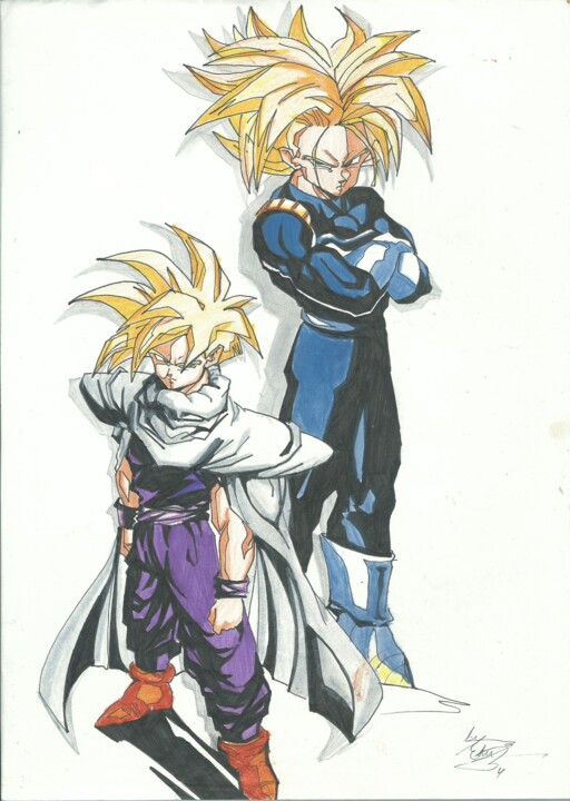 DRAGON BALL Z Tribute hommage 1990 Son Gohan Trunks Manga 图画, 11.4x8.3 in
