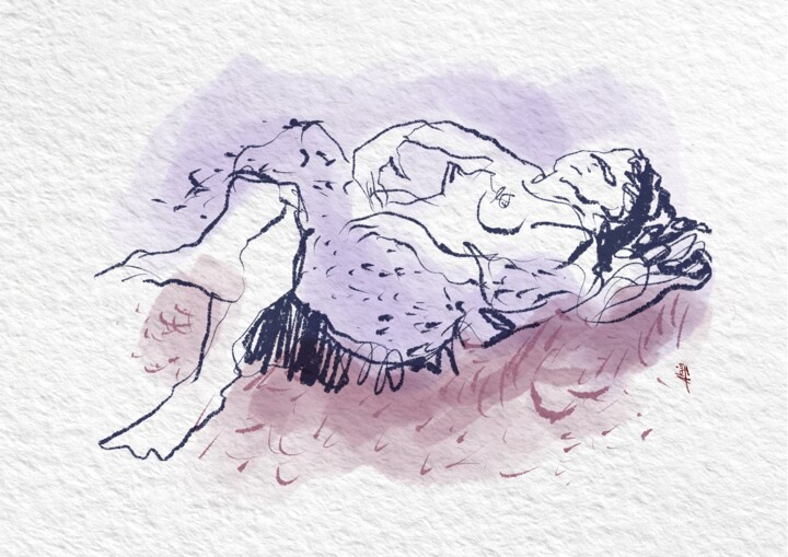 数字艺术 标题为“La sieste de la gal…” 由Alain Godefroid, 原创艺术品, 数字油画