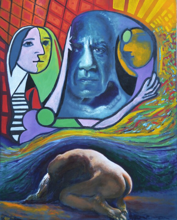 Painting titled "Picasso at the Alta…" by Eric Matranga, Original Artwork, Oil Mounted on Wood Stretcher frame