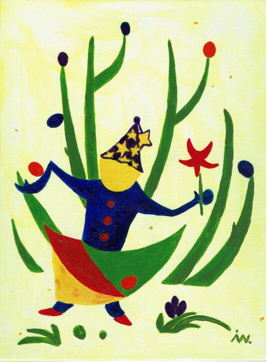 Harlekin-musikalisch 1.Werk Frühling-svegliando 绘画, 9.5x7.1 in