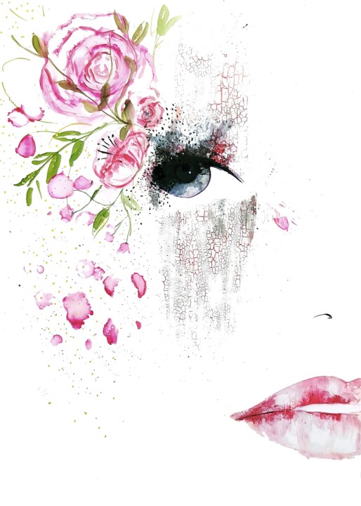 图画 标题为“Camélia” 由Aurélie Fabre, 原创艺术品, 墨