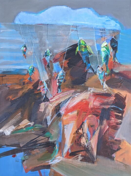 No name/ read snapper 绘画, 24x18 in