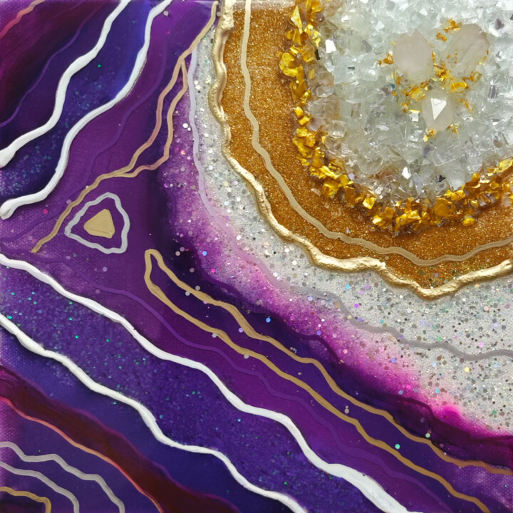 Malarstwo zatytułowany „Resin Geode Art, Pu…” autorstwa Tejaswi Poojari (KOLOR KOVELA), Oryginalna praca, Akryl Zamontowany…
