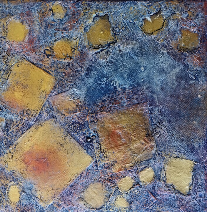 Copper Square on Layered Surface 拼贴, 7.9x7.9 in
