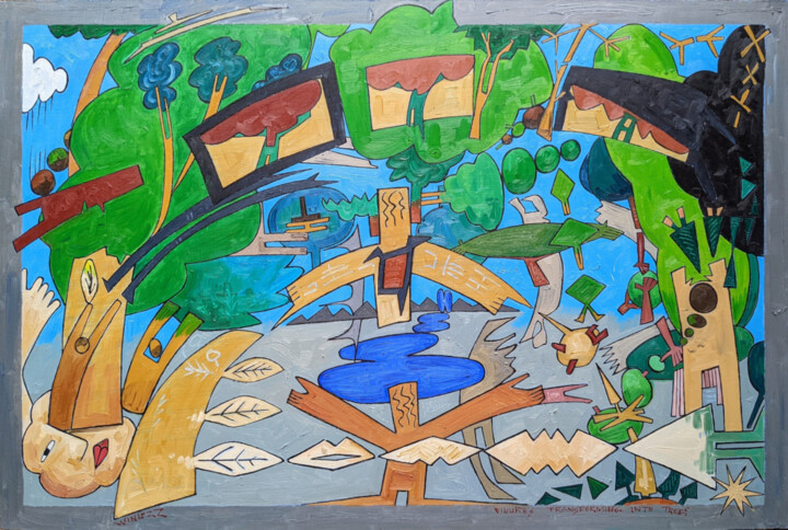 Painting titled "Figures Transformin…" by Gerald Shepherd F.F.P.S., Original Artwork, Oil