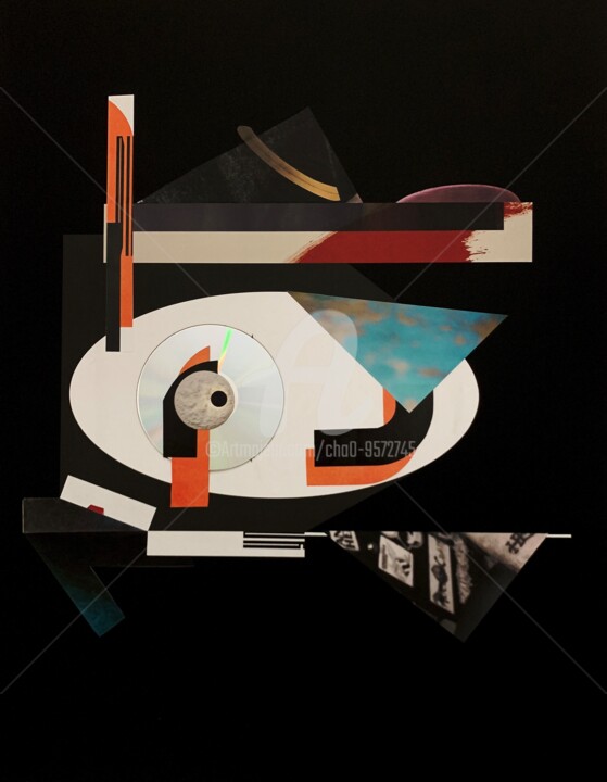 Collages titled "FOL OEIL" by Cha, Original Artwork, Collages Mounted on Cardboard