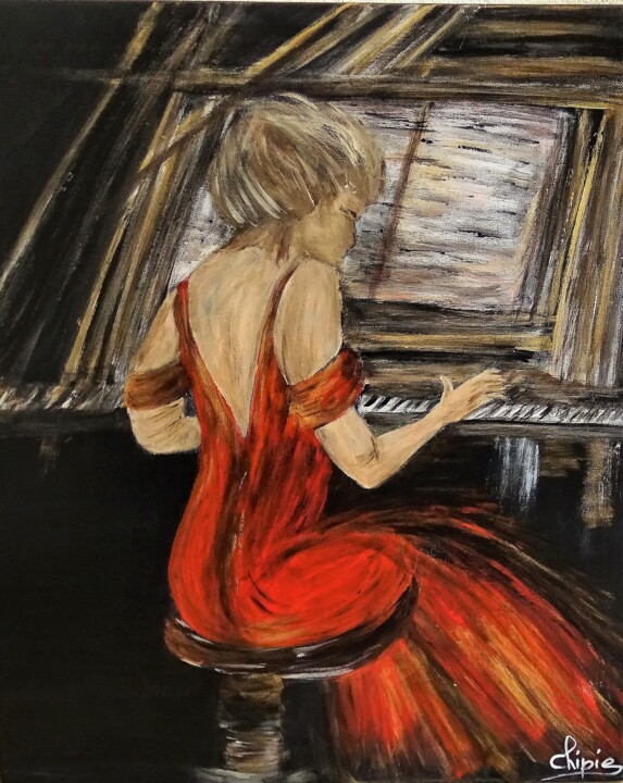 la pianiste Tablo, 25,6x21,3 in