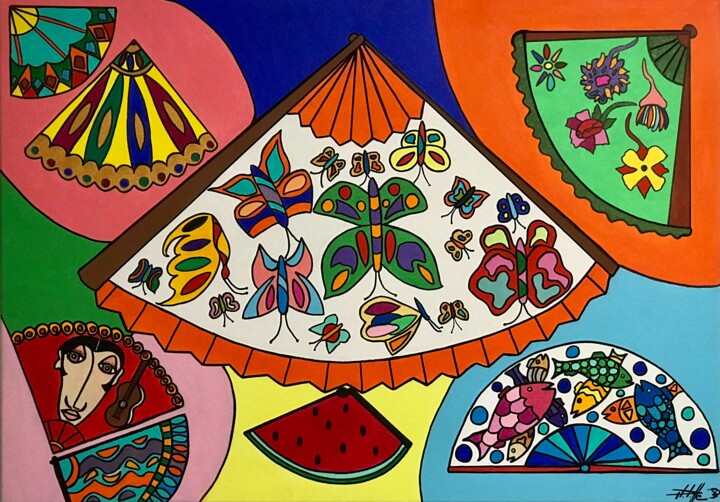 Peinture intitulée "Abanicos" par Philippe Seigle, Œuvre d'art originale, Acrylique Monté sur Châssis en bois