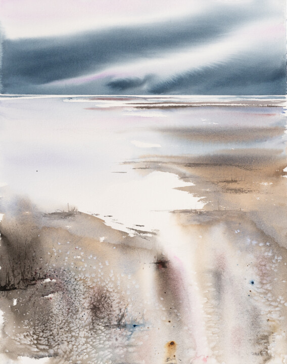 Painting titled "***Abstract Landsca…" by Yuriy Kraft, Original Artwork, Watercolor