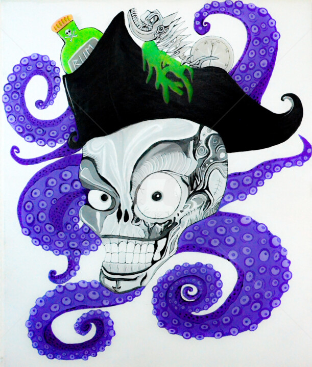 Painting titled "Capitan Will" by Charly Araña, Original Artwork, Acrylic