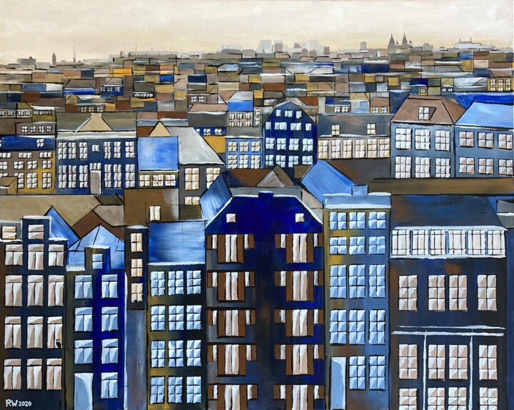 Bird’s eye view (blue) 绘画, 31.5x39.4 in