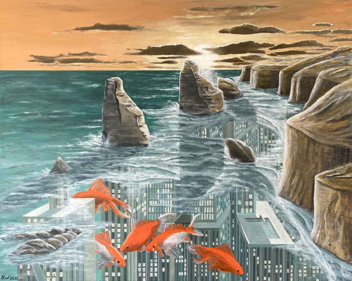 Water world 绘画, 31.5x39.4 in