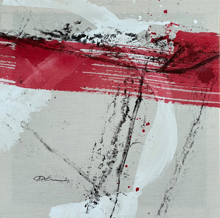 Zen - Frottage von Baumrinden auf Leinwand #3 印花与版画, 13x13 in