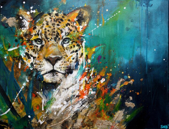 Jaguar . 绘画, 19.7x25.6 in