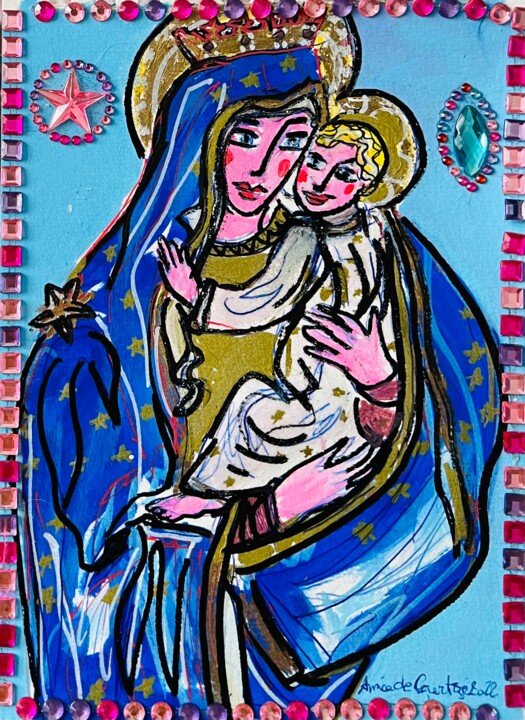 La Vierge Marie et l’enfant Jesus 图画, 8.3x5.9 in