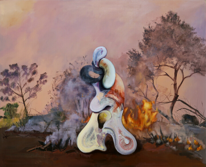 Painting titled "Code Red Series No.…" by Jay Chung, Original Artwork, Oil