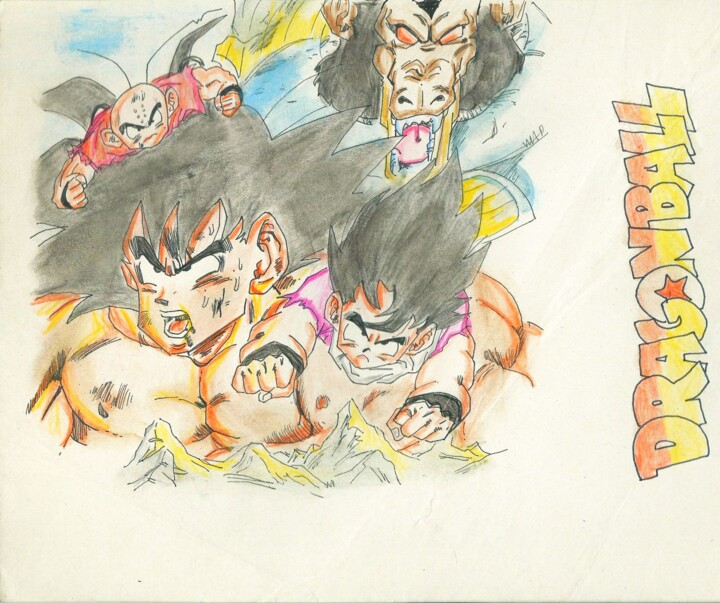 DRAGON BALL Z Tribute 1980-90 GOKU HOGAN KRILIN RADIS Manga 图画, 8.3x11.4 in