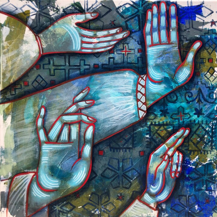 Schilderij getiteld "“PERSONAL BOUNDARIE…" door Yuliia Chaika, Origineel Kunstwerk, Acryl