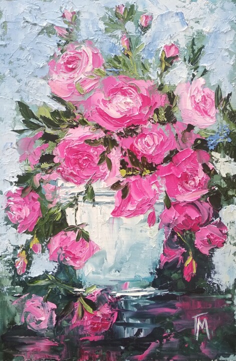 제목이 "Roses painting"인 미술작품 Marina Gaydar로, 원작, 기름